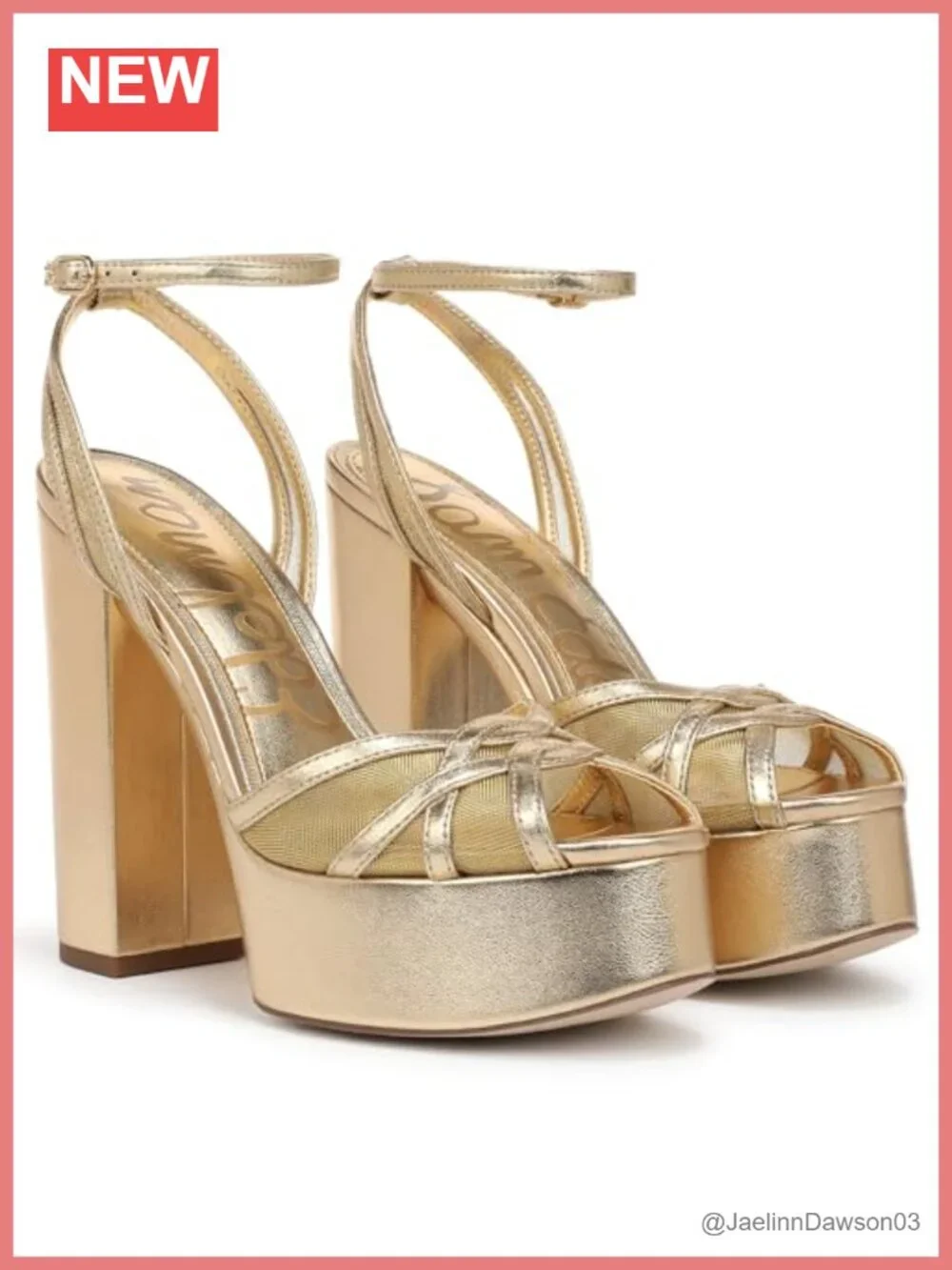 Sam Edelman Sandy Block Heel Platform Sandals Strappy Ankle Strap Buckle
